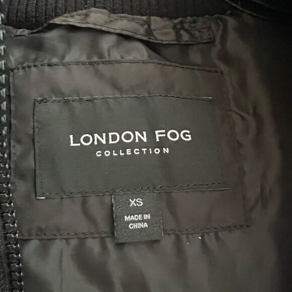 London Fog Faux Fur Trim Hooded Down Puffer Coat - Picture 3 of 10